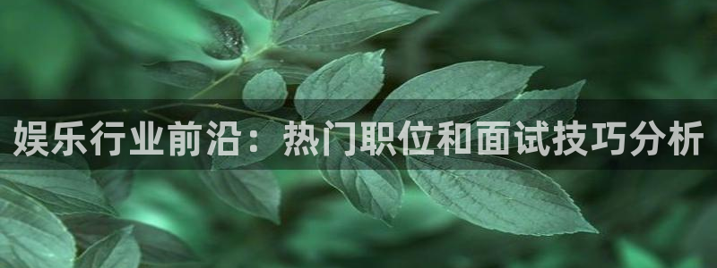 万向娱乐app官网：娱乐行业前沿：热门职位和面试技巧分析