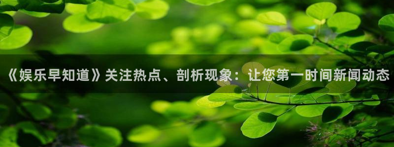 壹号top娱乐：《娱乐早知道》关注热点、剖析现象：让您第一时间新闻动态